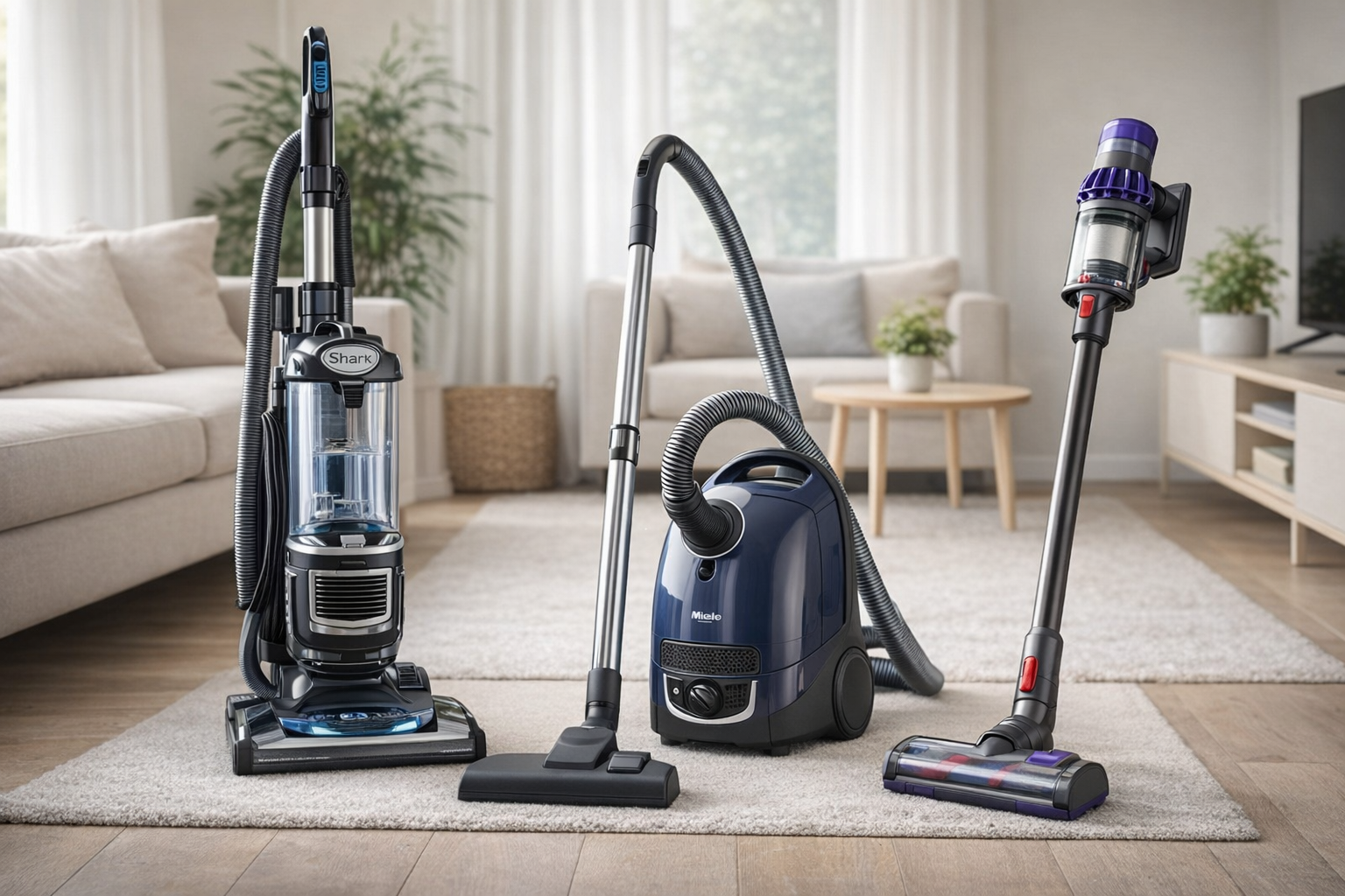 Vacuum cleaners in a living room